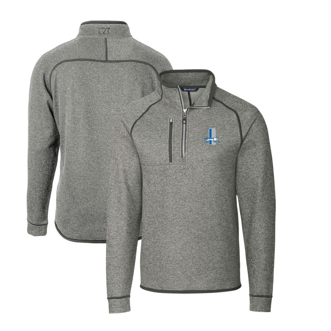 Detroit Lions Cutter & Buck Throwback Logo Mainsail Sweater-Knit Half-Zip Pullover Jacket | NFL US