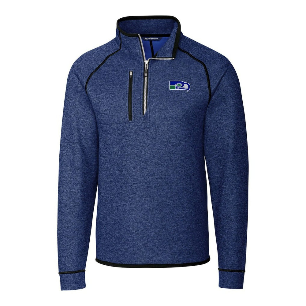 Seattle Seahawks Cutter & Buck Throwback Logo Mainsail Sweater-Knit Half-Zip Pullover Jacket | NFL New