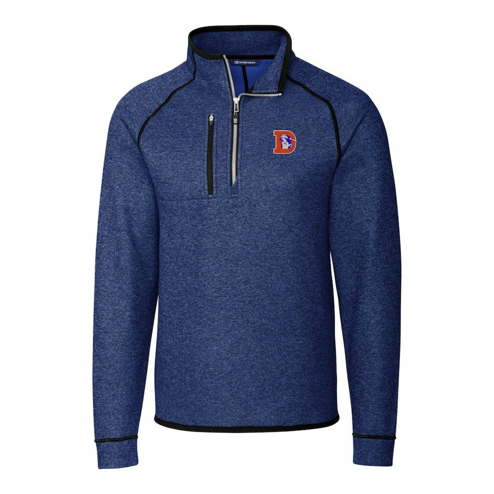 Denver Broncos Cutter & Buck Throwback Logo Mainsail Sweater-Knit Half-Zip Pullover Jacket | NFL Discount