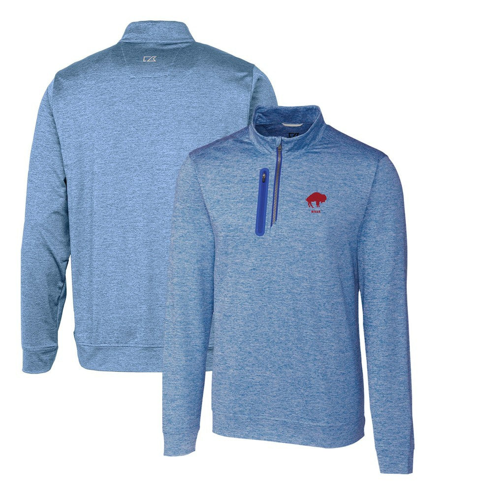 Buffalo Bills Cutter & Buck Stealth Heathered Throwback Logo Quarter-Zip Pullover Top | NFL Discount
