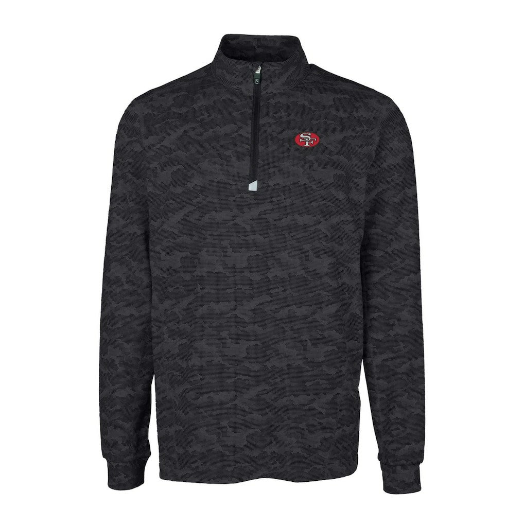 San Francisco 49ers Cutter & Buck Throwback Logo Traverse Camo Print Stretch Quarter-Zip Pullover Top | NFL Sale