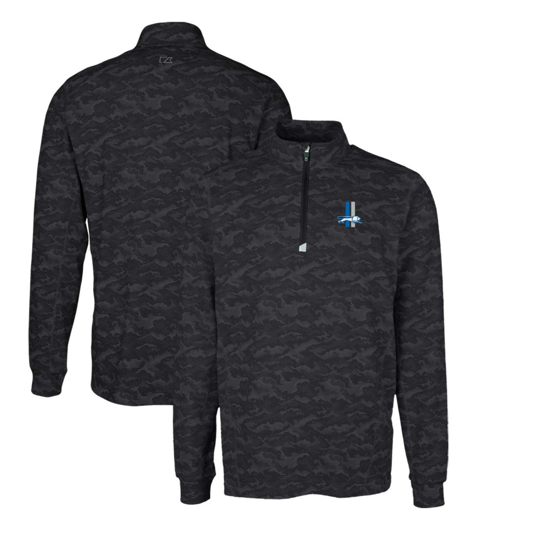 Detroit Lions Cutter & Buck Throwback Logo Traverse Camo Print Stretch Quarter-Zip Pullover Top | NFL Outlet