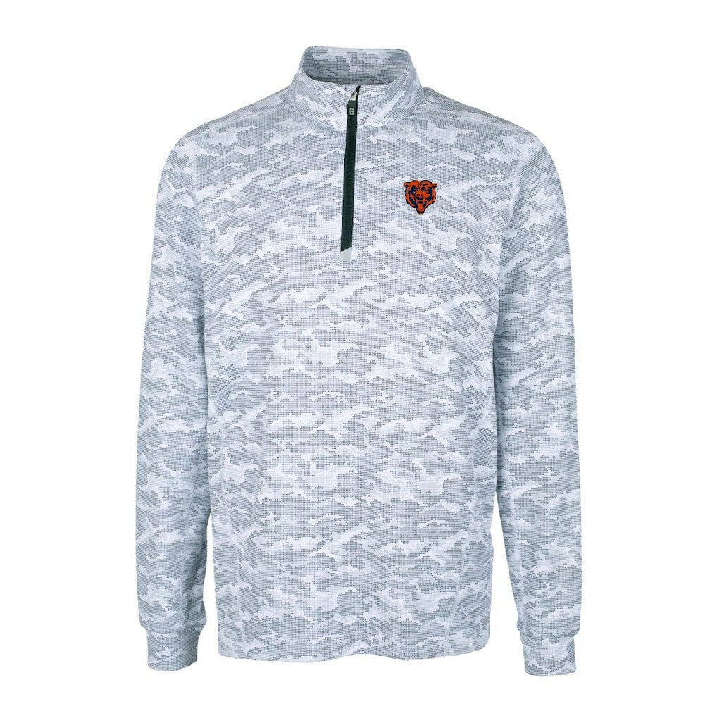 Chicago Bears Cutter & Buck Throwback Logo Traverse Camo Print Stretch Quarter-Zip Pullover Top | NFL Hot