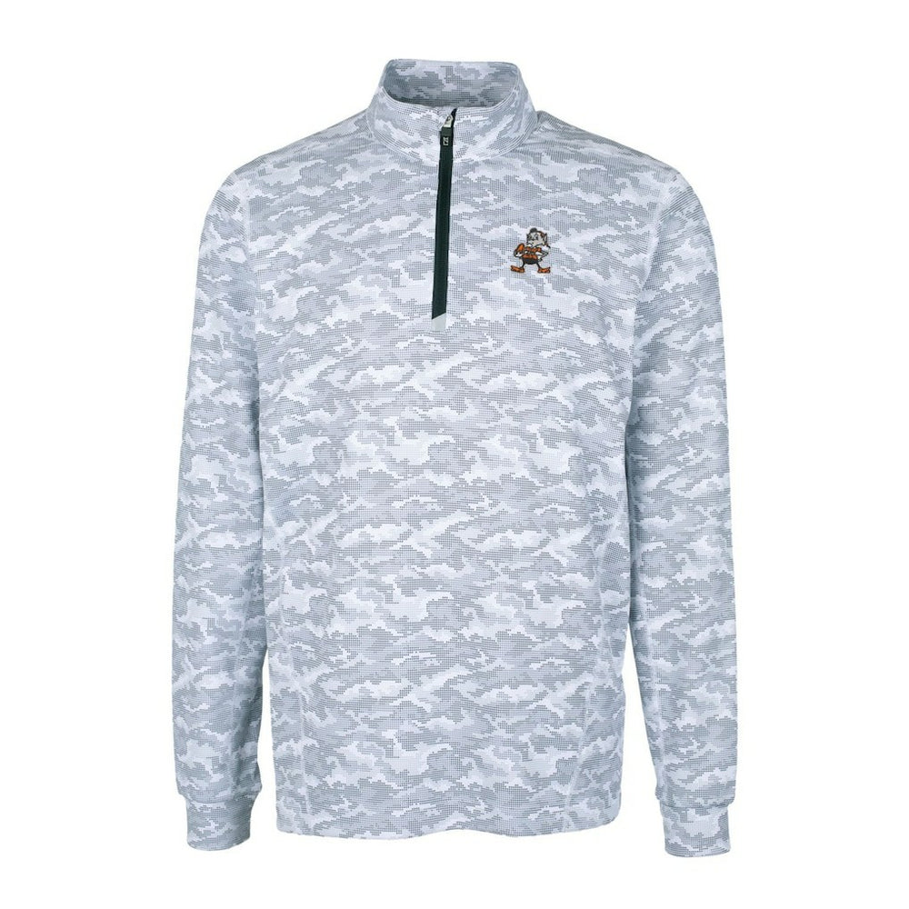 Cleveland Browns Cutter & Buck Throwback Logo Traverse Camo Print Stretch Quarter-Zip Pullover Top | NFL Near me