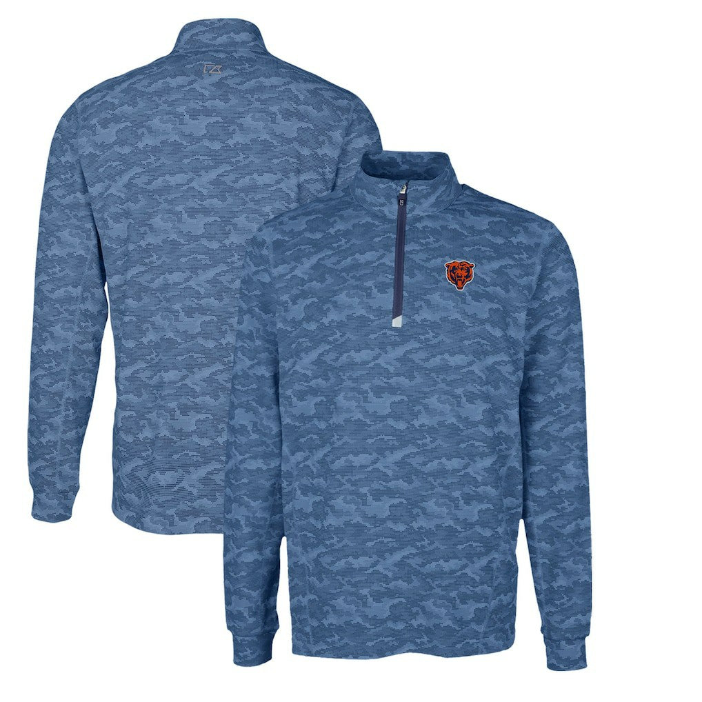 Chicago Bears Cutter & Buck Throwback Logo Traverse Camo Print Stretch Quarter-Zip Pullover Top | NFL Hot