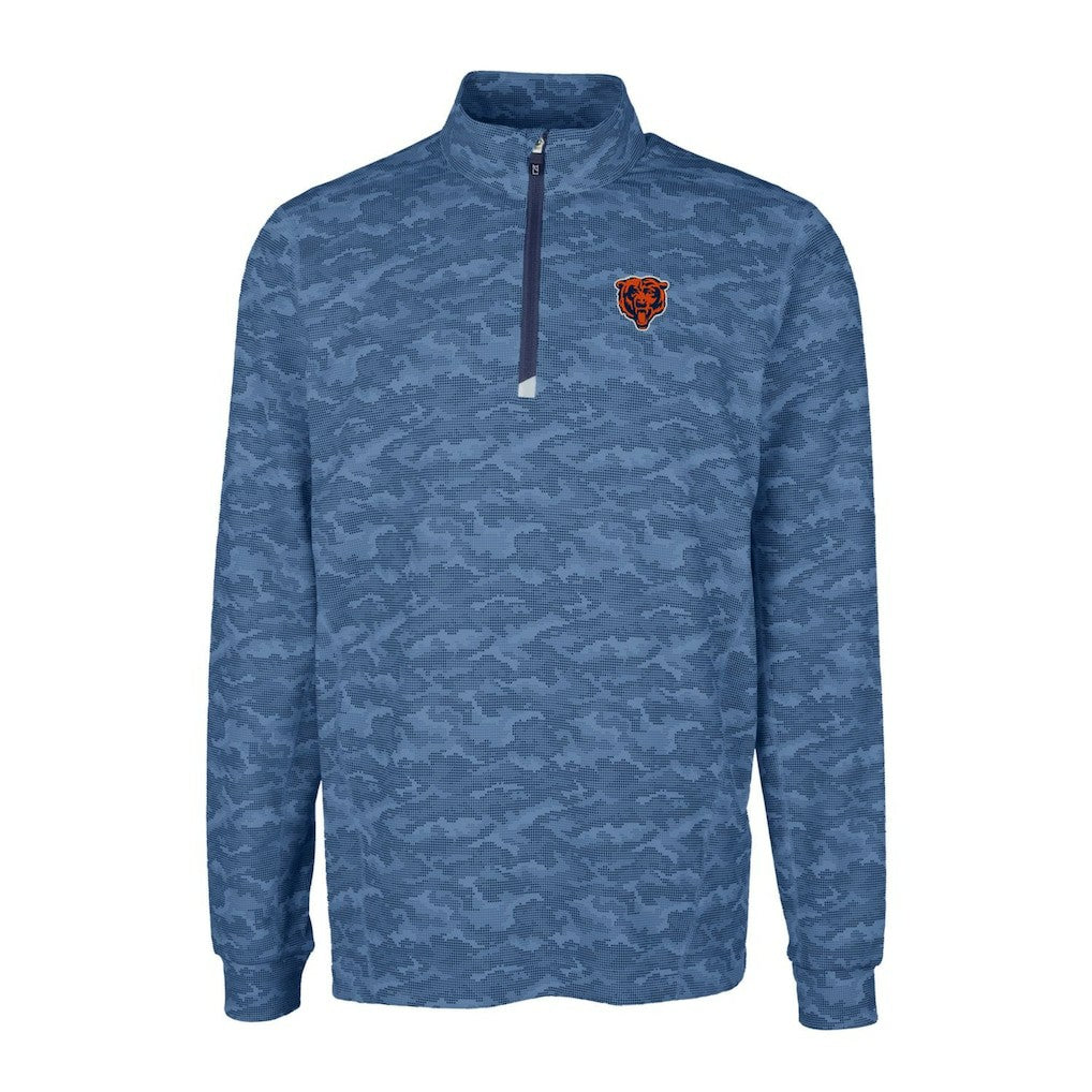 Chicago Bears Cutter & Buck Throwback Logo Traverse Camo Print Stretch Quarter-Zip Pullover Top | NFL Hot