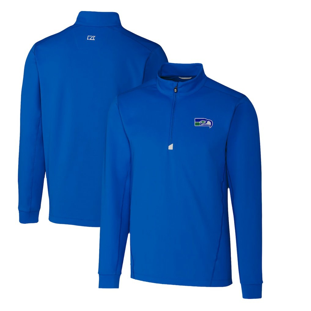 Seattle Seahawks Cutter & Buck Throwback Logo Traverse Stretch Quarter-Zip Pullover Top | NFL New