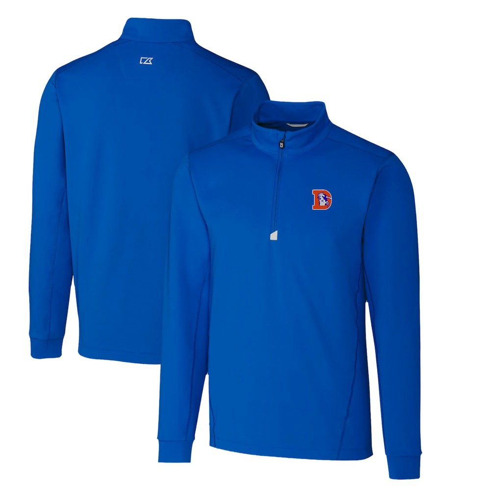 Denver Broncos Cutter & Buck Throwback Logo Traverse Stretch Quarter-Zip Pullover Top | NFL Outlet