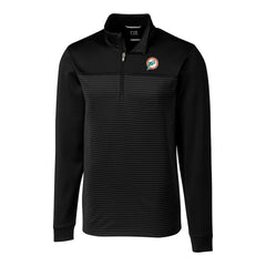 Miami Dolphins Cutter & Buck Throwback Logo Traverse Stripe Stretch Quarter-Zip Pullover Top | NFL Sale