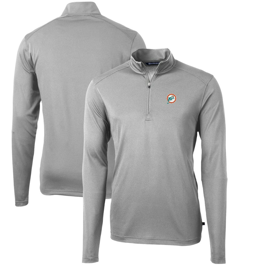 Miami Dolphins Cutter & Buck Throwback Logo Virtue Eco Pique Recycled Quarter-Zip Pullover Top | NFL Online