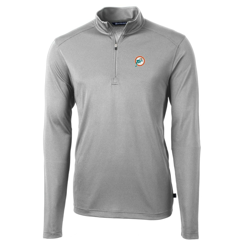 Miami Dolphins Cutter & Buck Throwback Logo Virtue Eco Pique Recycled Quarter-Zip Pullover Top | NFL Online