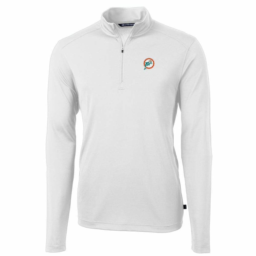 Miami Dolphins Cutter & Buck Throwback Logo Virtue Eco Pique Recycled Quarter-Zip Pullover Top | NFL Outlet