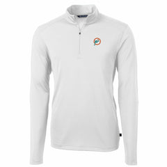 Miami Dolphins Cutter & Buck Throwback Logo Virtue Eco Pique Recycled Quarter-Zip Pullover Top | NFL Outlet