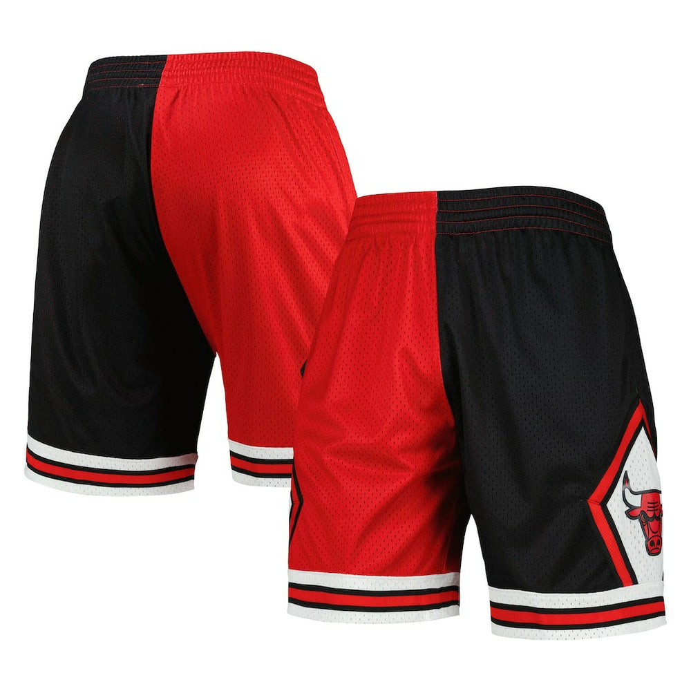 Black/Red Chicago Bulls Hardwood Classics 1997 Split Swingman Shorts | NBA