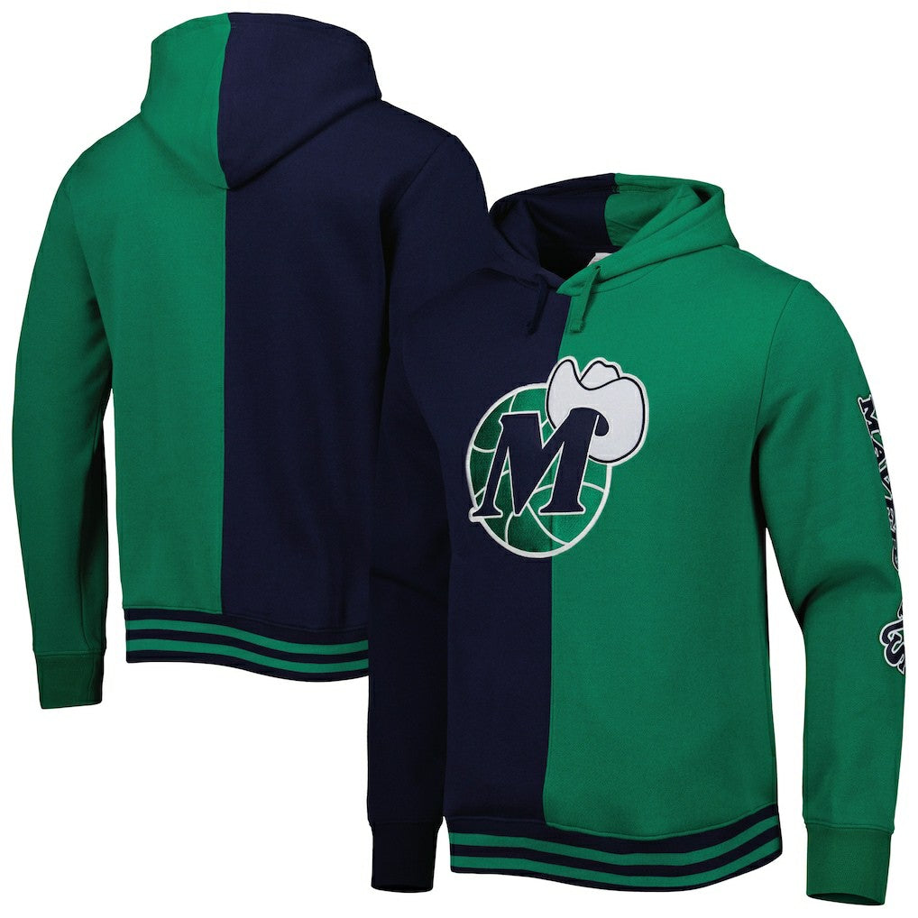 Navy/Green Dallas Mavericks Hardwood Classics Split Pullover Hoodie sale | NBA