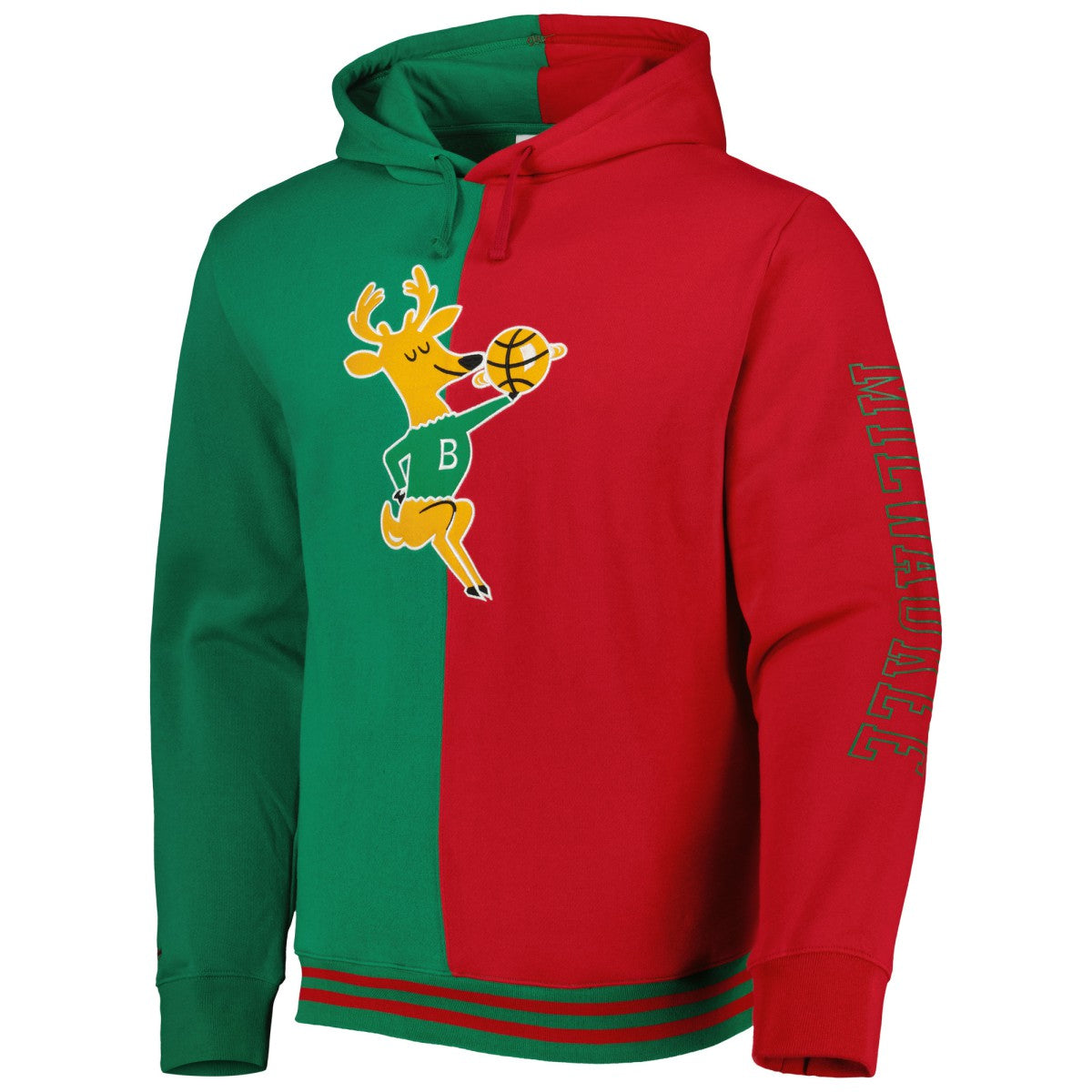 Green/Red Milwaukee Bucks Hardwood Classics Split Pullover Hoodie | NBA