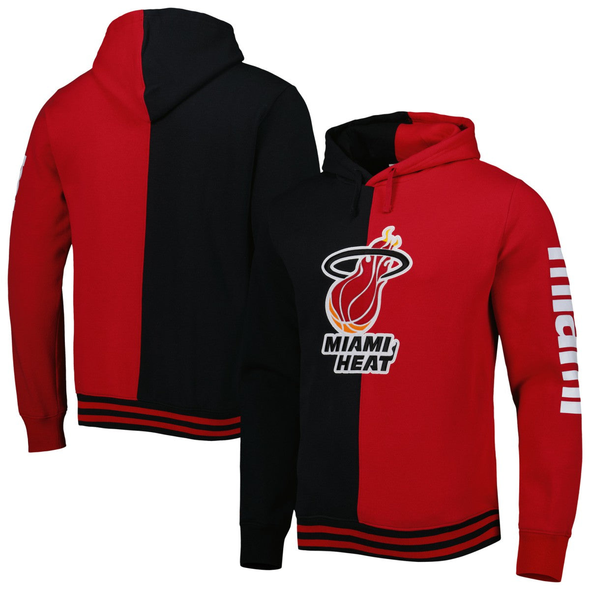 Black/Red Miami Heat Hardwood Classics Split Pullover Hoodie | NBA