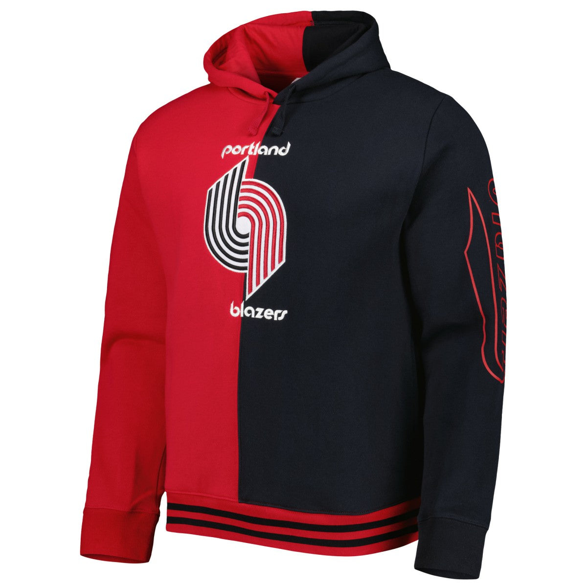 Red/Black Portland Trail Blazers Hardwood Classics Split Pullover Hoodie | NBA