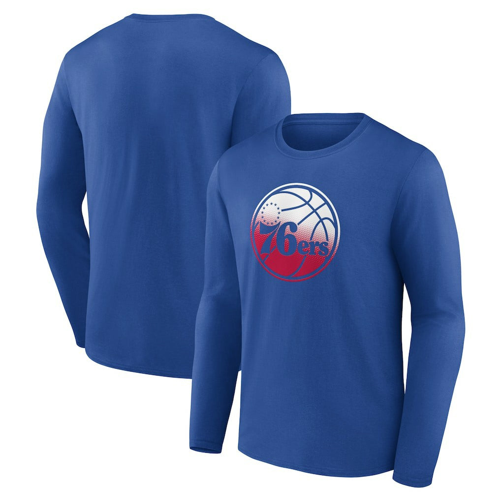 Royal Philadelphia 76ers Gradient Logo Long Sleeve T-Shirt | NBA