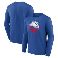 Royal Philadelphia 76ers Gradient Logo Long Sleeve T-Shirt | NBA