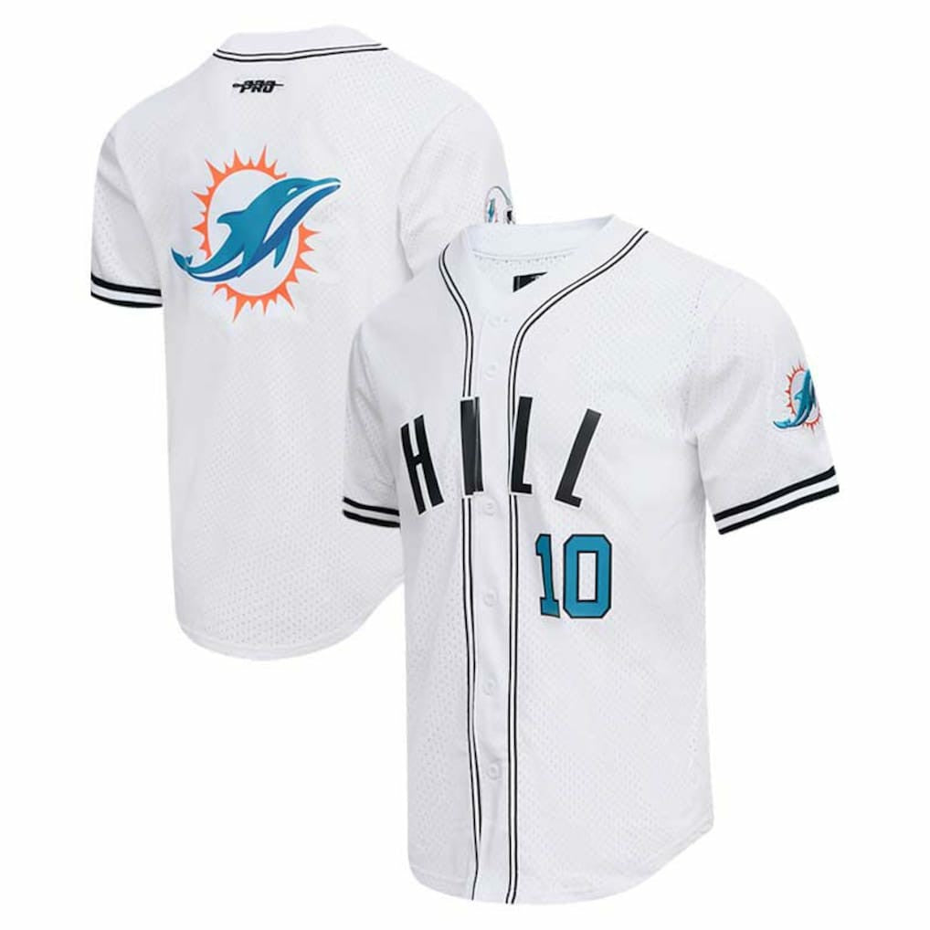 Miami Dolphins Tyreek Hill  Pro Standard Mesh Baseball Button-Up T-Shirt | NFL Near me