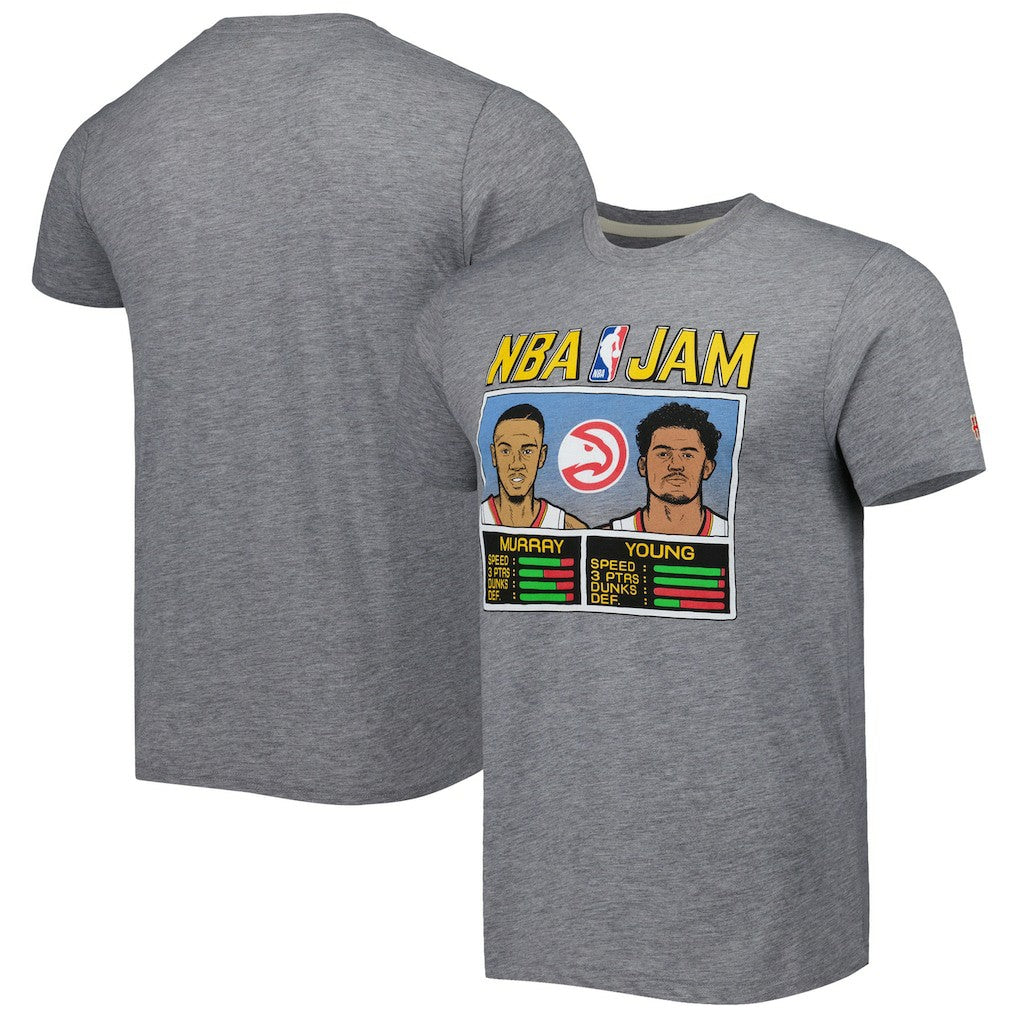 Gray Dejounte Murray & Trae Young Atlanta Hawks Homage NBA Jam Tri-Blend T-Shirt | NBA