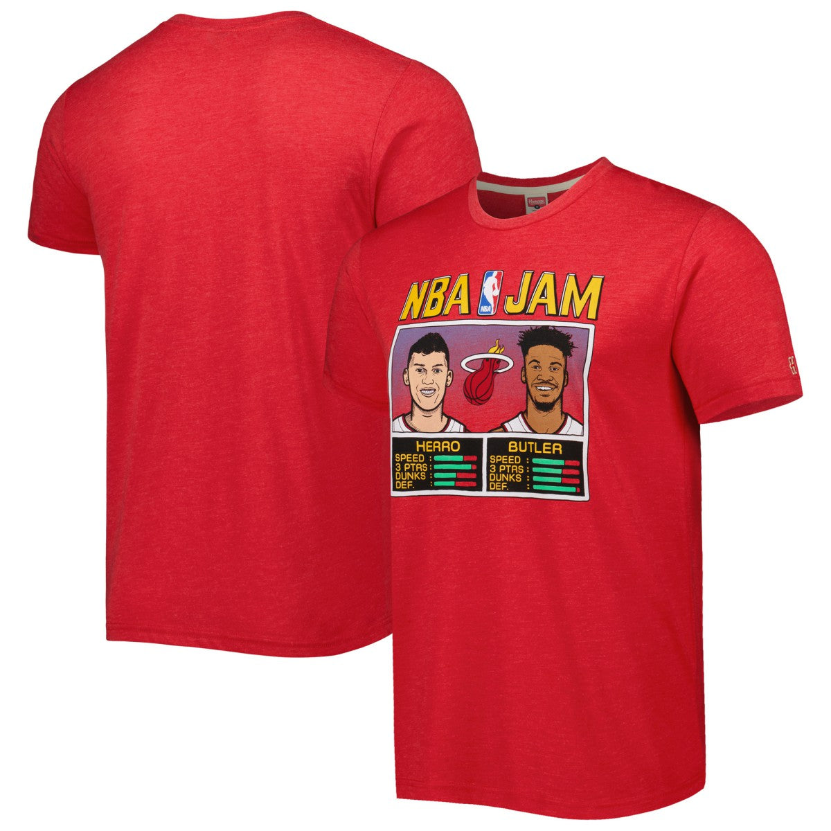 Red Tyler Herro & Jimmy Butler Miami Heat Homage NBA Jam Tri-Blend T-Shirt | NBA