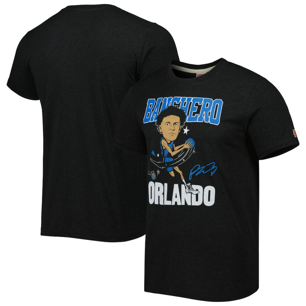 Charcoal Paolo Banchero Orlando Magic Homage Caricature Tri-Blend T-Shirt | NBA