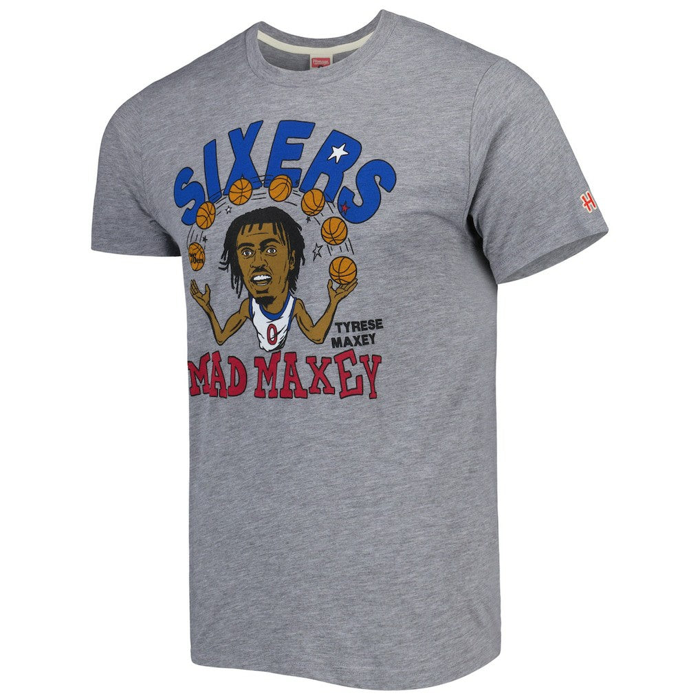 Gray Tyrese Maxey Philadelphia 76ers Homage Caricature Tri-Blend T-Shirt | NBA