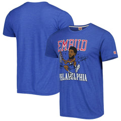 Royal Joel Embiid Philadelphia 76ers Homage Caricature Tri-Blend T-Shirt | NBA