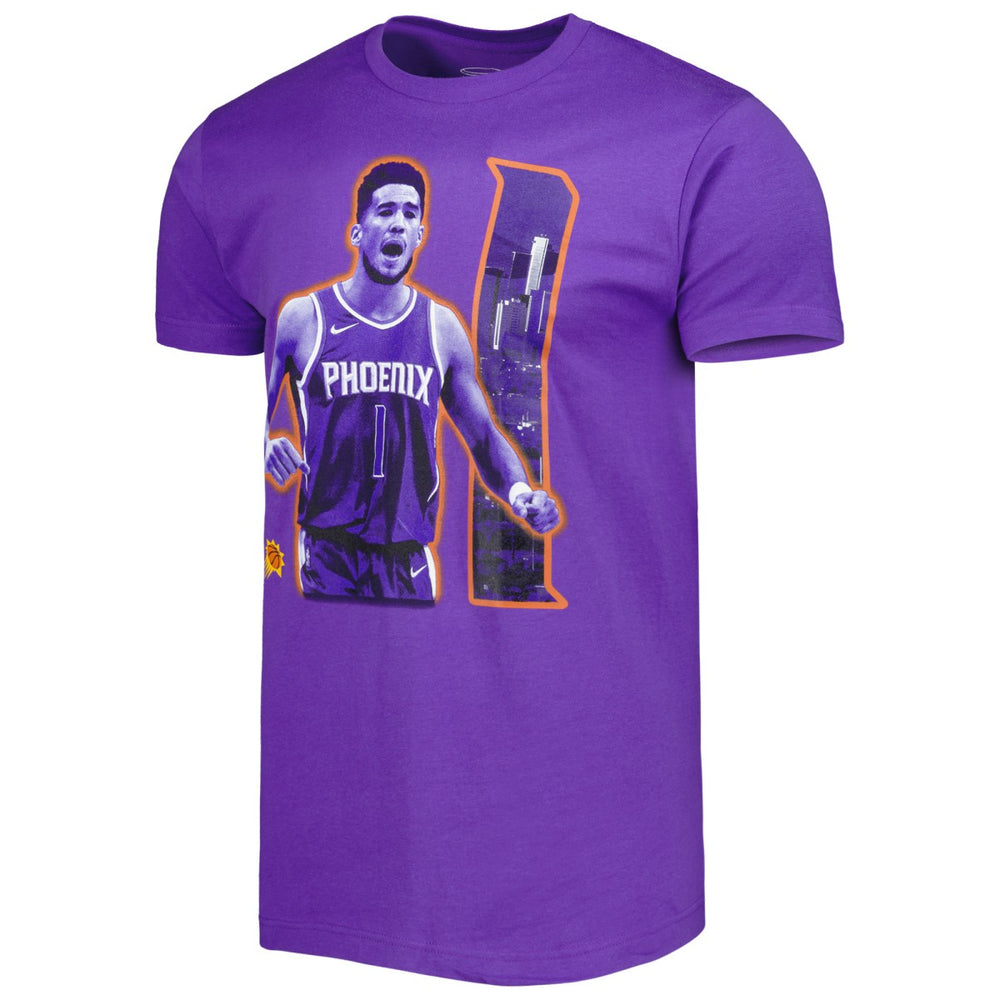 Purple Devin Booker Phoenix Suns Stadium Essentials Unisex Player Skyline T-Shirt | NBA