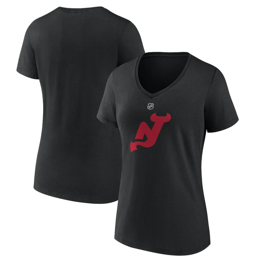 New Jersey Devils Women's Alternate Logo V-Neck T-Shirt -  NHL T-shirts
