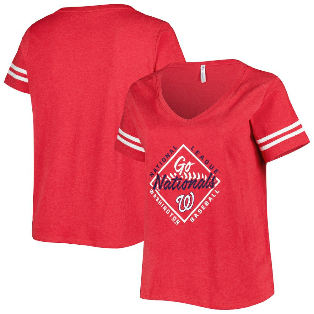 Washington Nationals Soft as a Grape Women's Plus Size V-Neck Jersey T-Shirt - MLB Jerseys