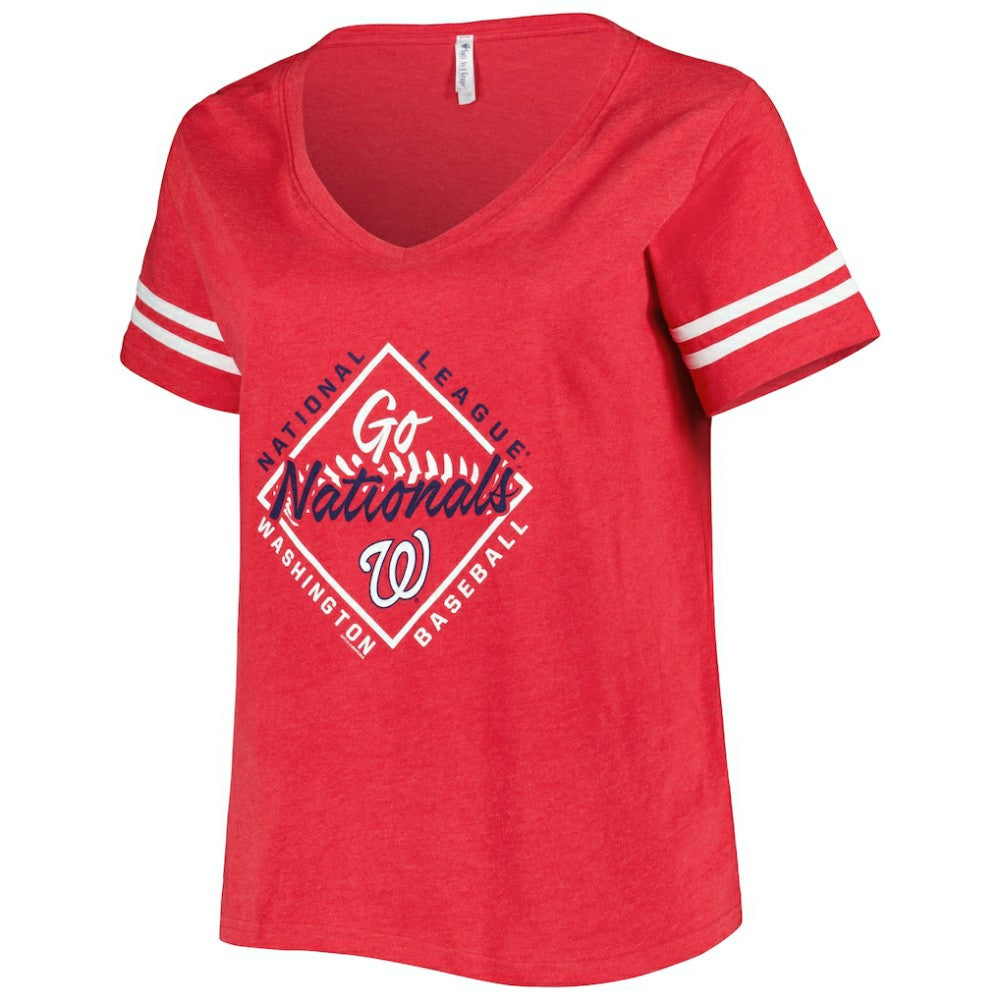 Washington Nationals Soft as a Grape Women's Plus Size V-Neck Jersey T-Shirt - MLB Jerseys