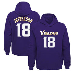 Minnesota Vikings Justin Jefferson  Youth Mainliner Player Name & Number Pullover Hoodie | NFL New