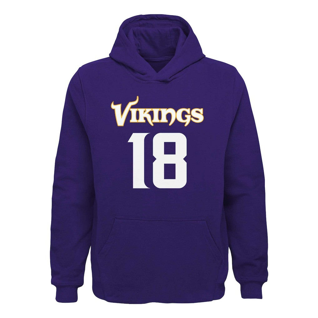 Minnesota Vikings Justin Jefferson  Youth Mainliner Player Name & Number Pullover Hoodie | NFL New