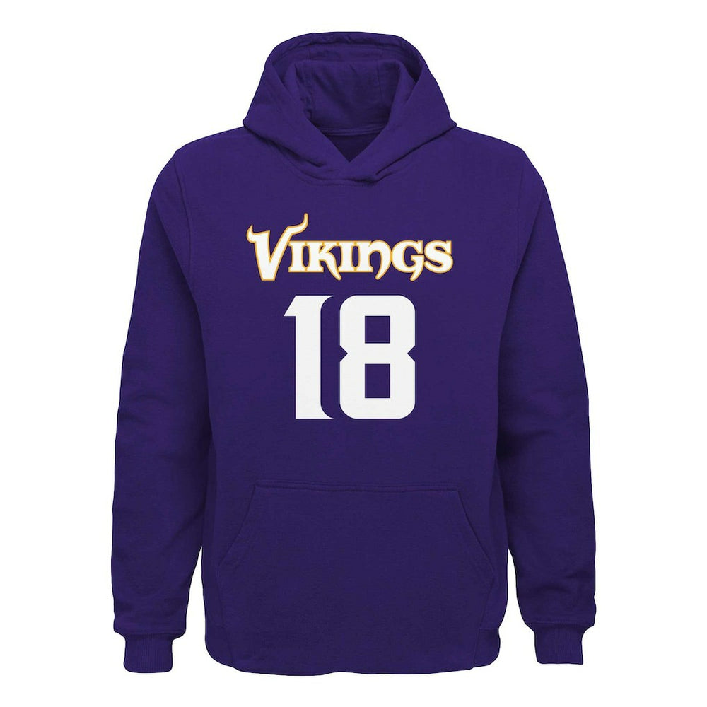 Minnesota Vikings Justin Jefferson  Youth Mainliner Player Name & Number Pullover Hoodie | NFL New