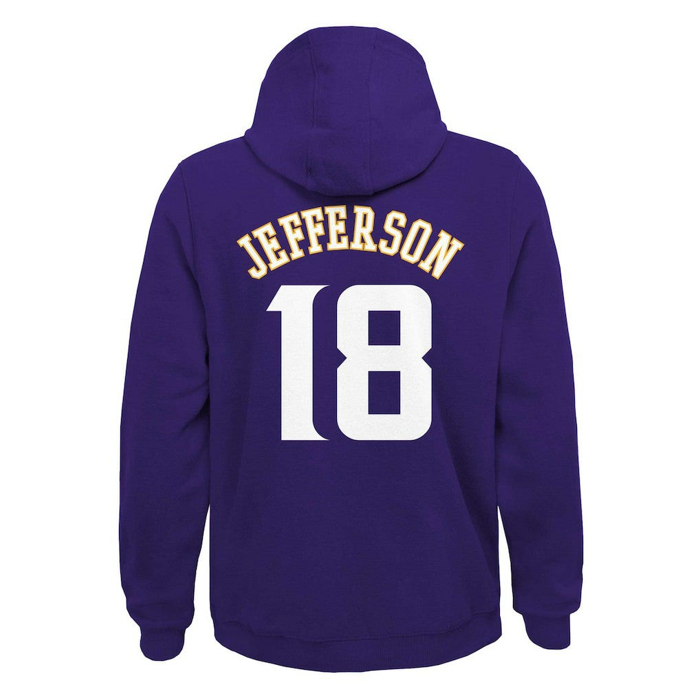 Minnesota Vikings Justin Jefferson  Youth Mainliner Player Name & Number Pullover Hoodie | NFL New