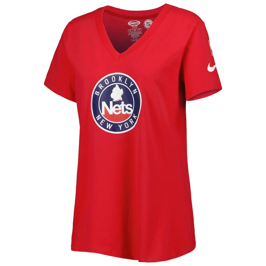 Red Brooklyn Nets Women's Local Performance V-Neck T-Shirt | NBA