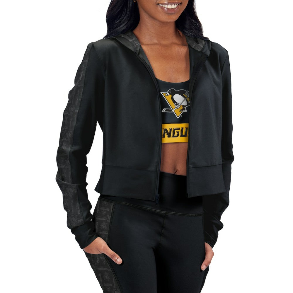 Pittsburgh Penguins Women's Cropped Full-Zip Hoodie -  NHL Hoodies