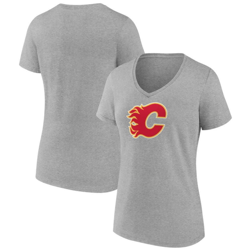 Calgary Flames Women's Primary Logo Team V-Neck T-Shirt -  NHL T-shirts