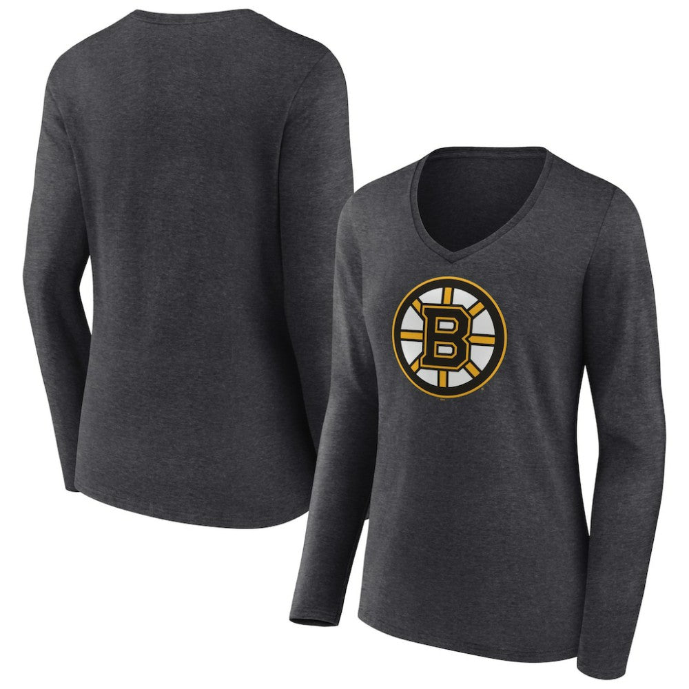 Boston Bruins Women's Primary Team Logo Long Sleeve V-Neck T-Shirt -  NHL T-shirts