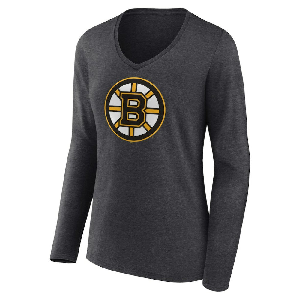 Boston Bruins Women's Primary Team Logo Long Sleeve V-Neck T-Shirt -  NHL T-shirts