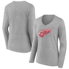 Detroit Red Wings Women's Primary Logo Team Long Sleeve V-Neck T-Shirt -  NHL T-shirts