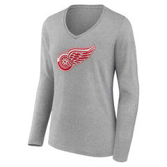 Detroit Red Wings Women's Primary Logo Team Long Sleeve V-Neck T-Shirt -  NHL T-shirts