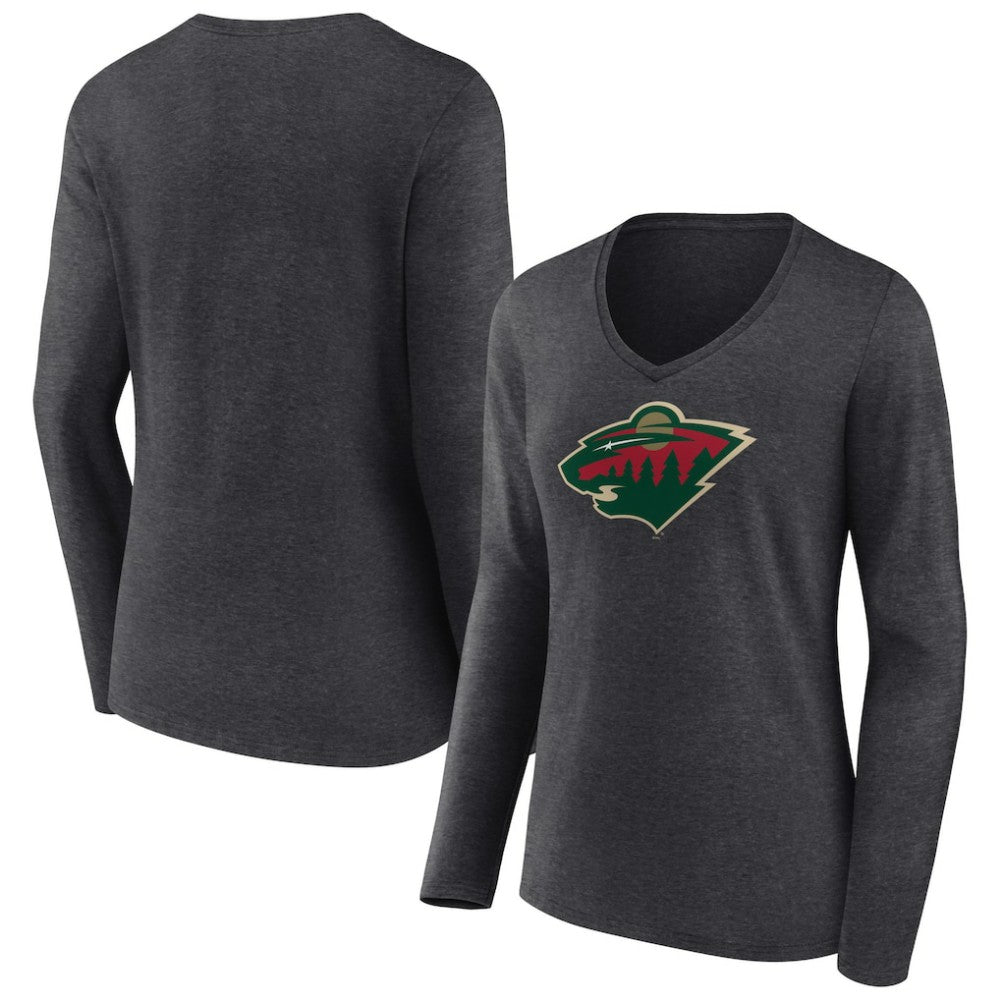 Minnesota Wild Women's Primary Team Logo Long Sleeve V-Neck T-Shirt -  NHL T-shirts