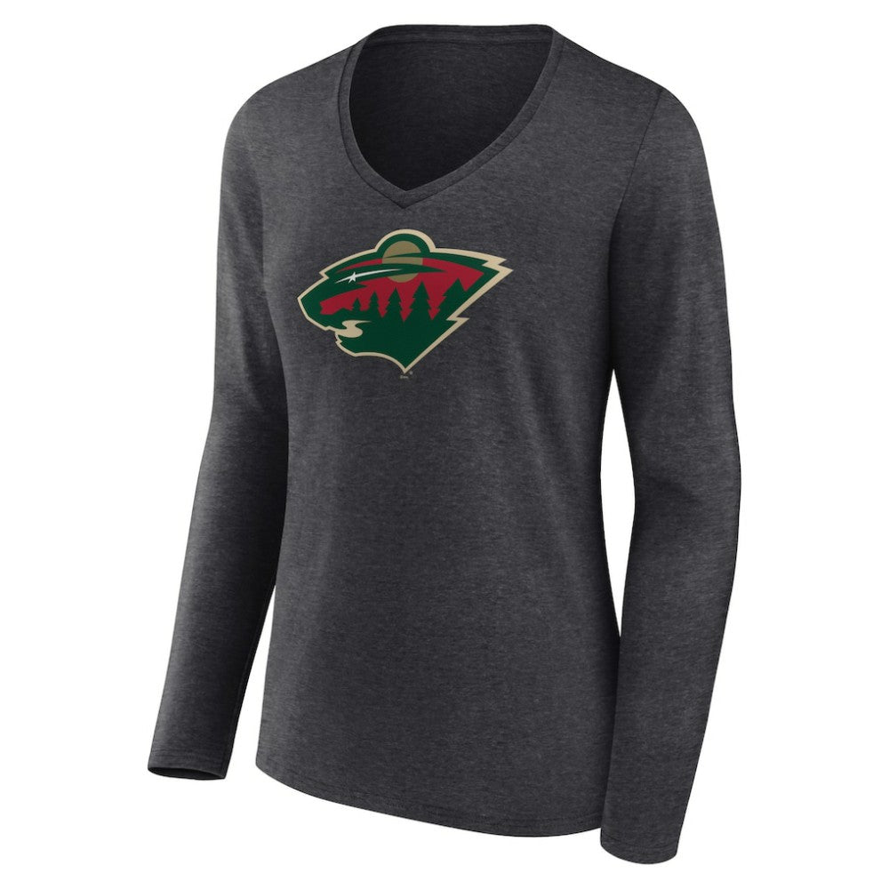 Minnesota Wild Women's Primary Team Logo Long Sleeve V-Neck T-Shirt -  NHL T-shirts