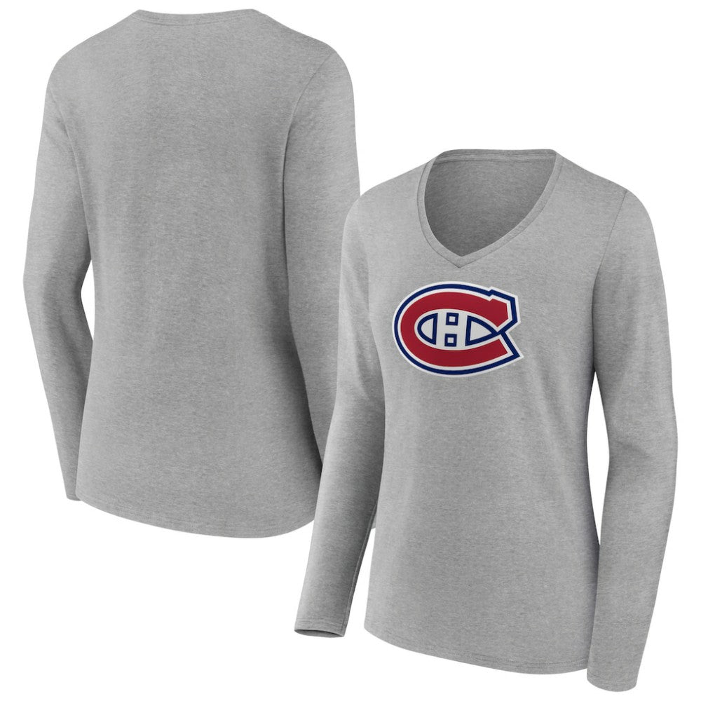 Montreal Canadiens Women's Primary Logo Team Long Sleeve V-Neck T-Shirt -  NHL T-shirts