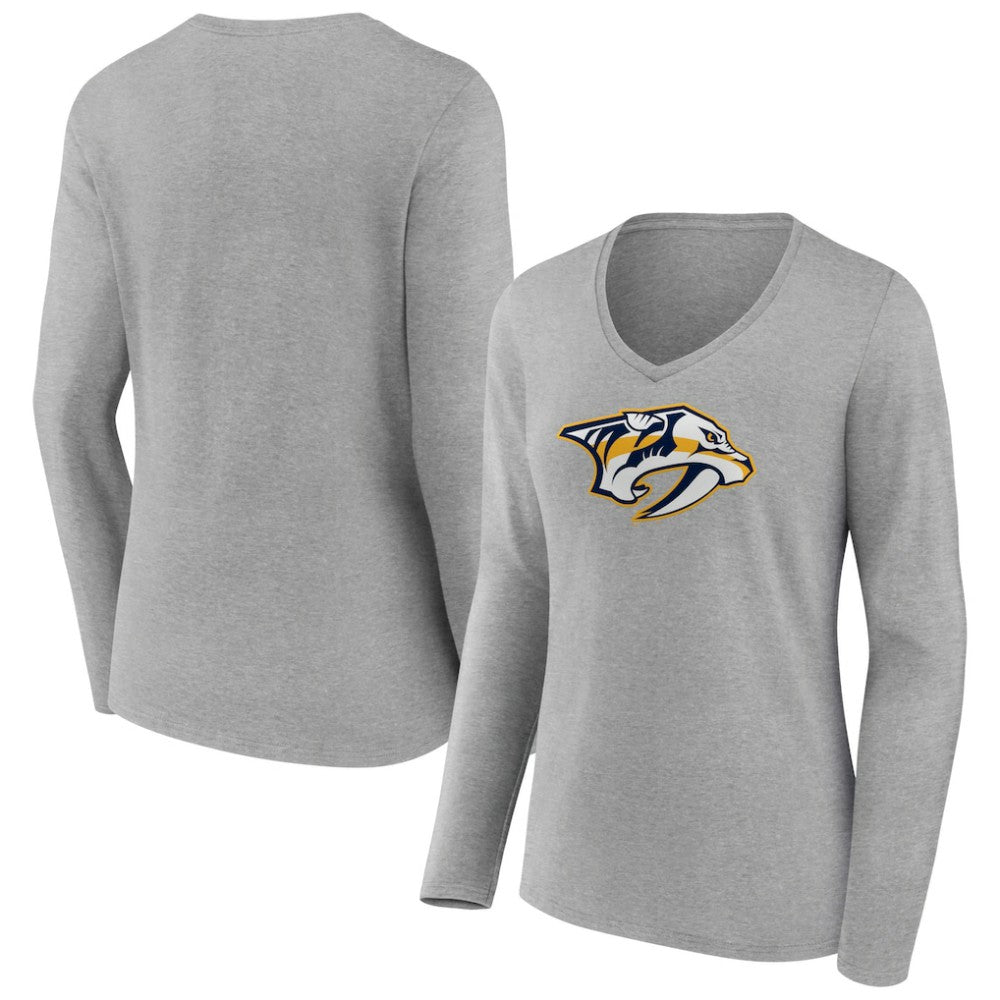 Nashville Predators Women's Primary Logo Team Long Sleeve V-Neck T-Shirt -  NHL T-shirts