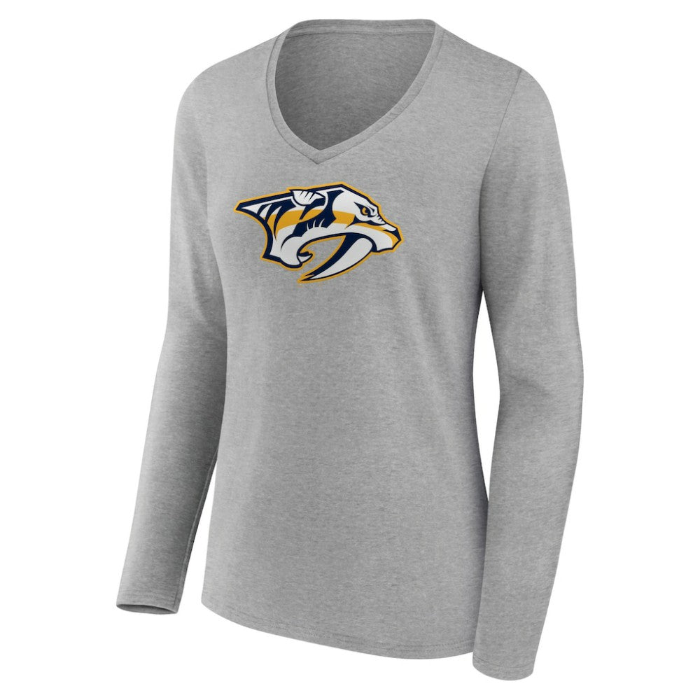 Nashville Predators Women's Primary Logo Team Long Sleeve V-Neck T-Shirt -  NHL T-shirts